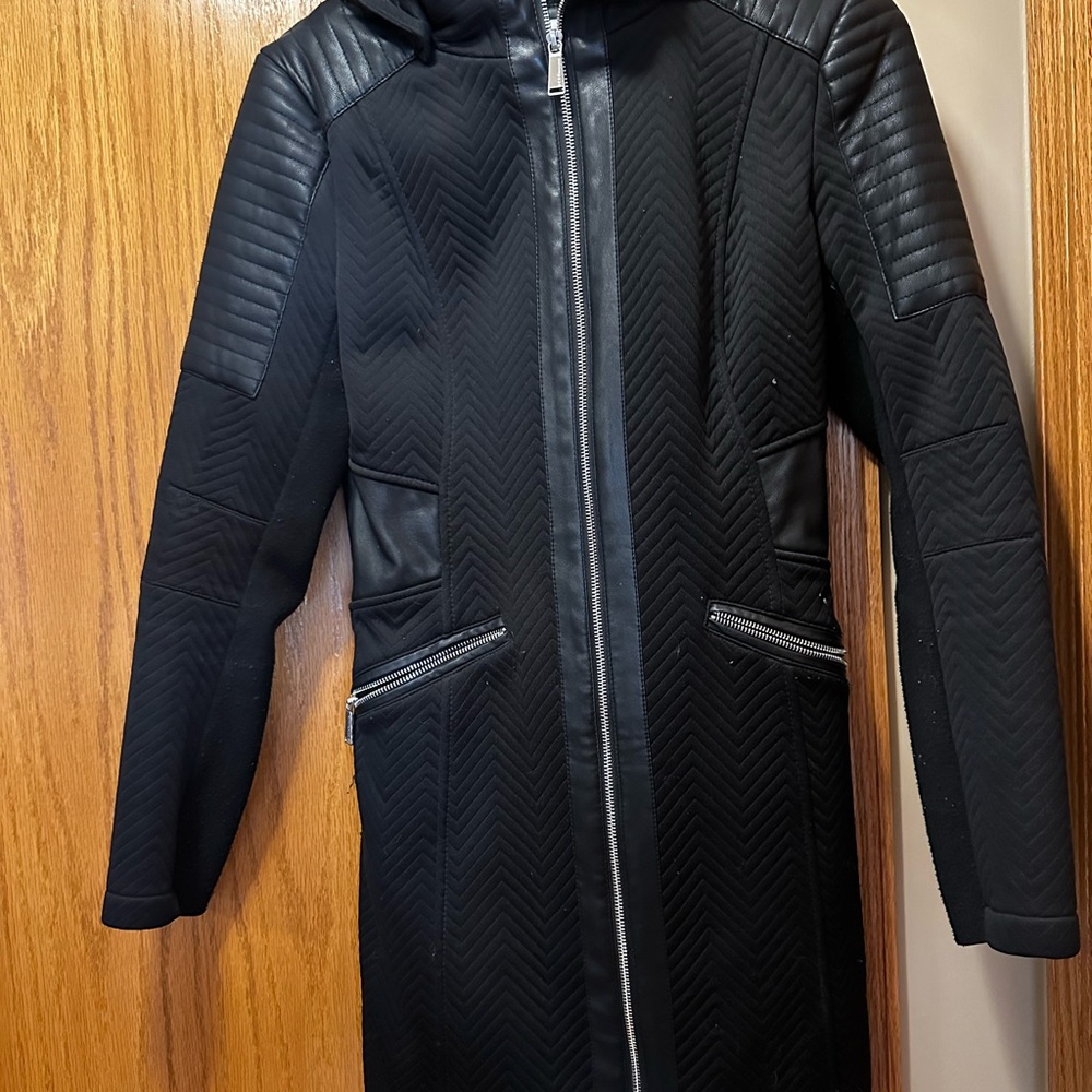 BCBGeneration Black Herringbone Trench Coat